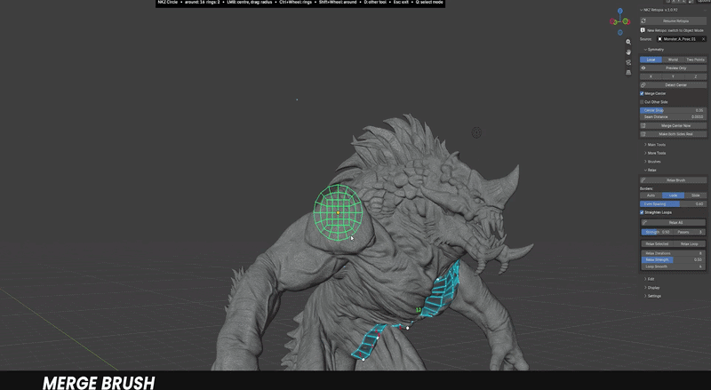 NKZ Retopia Draw building a quad grid on a sculpt