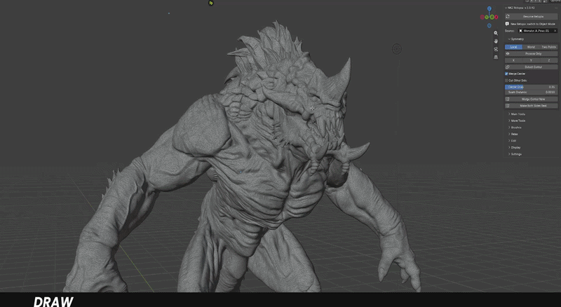 NKZ Retopia Draw building a quad grid on a sculpt