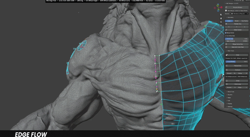 NKZ Retopia Draw building a quad grid on a sculpt