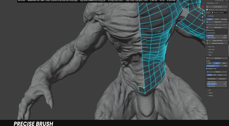NKZ Retopia Draw building a quad grid on a sculpt