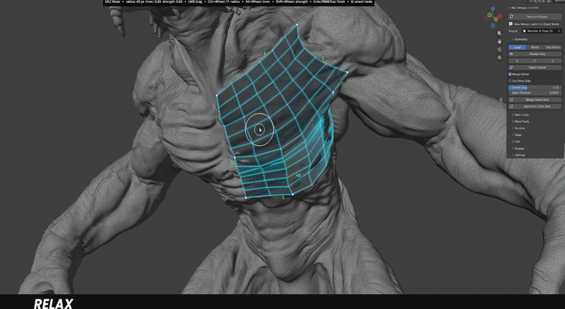 NKZ Retopia Draw building a quad grid on a sculpt